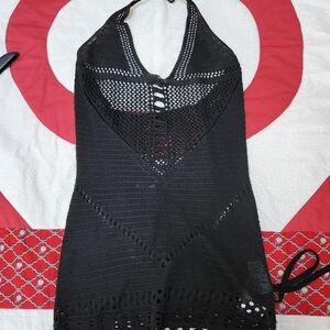 Chic Black Crochet Halter Top